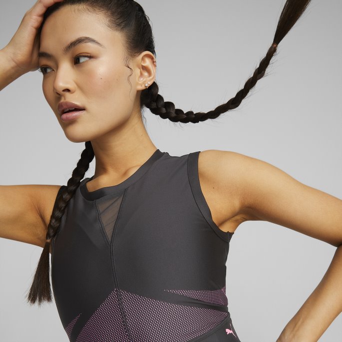 Puma På Tilbud Svart-solnedgang Rosa Eversculpt Fitted Treningsgenser For Kvinner