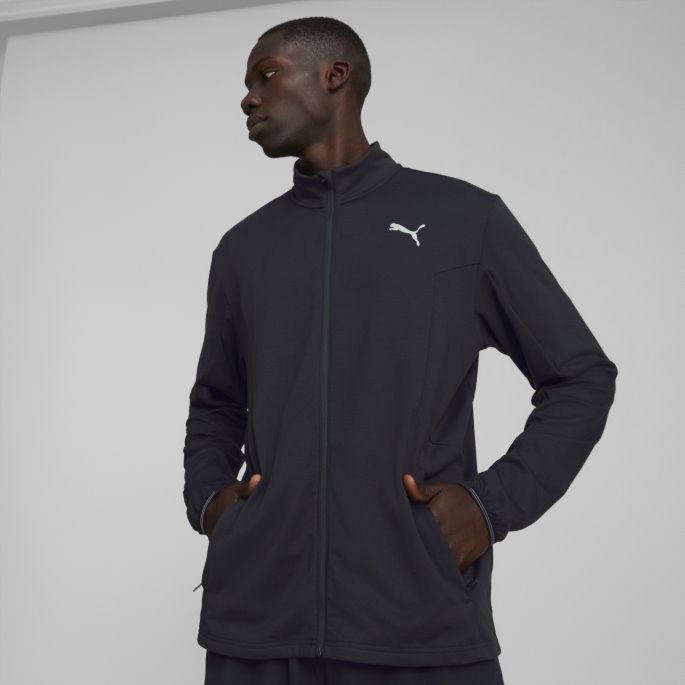 Puma På Tilbud Skyspunnet Løpejakke Med Full Glidelås Herre Sort