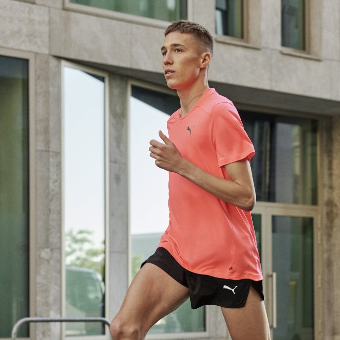 Cloudspun Running Tee Menn Puma På Salg Sunset Glød