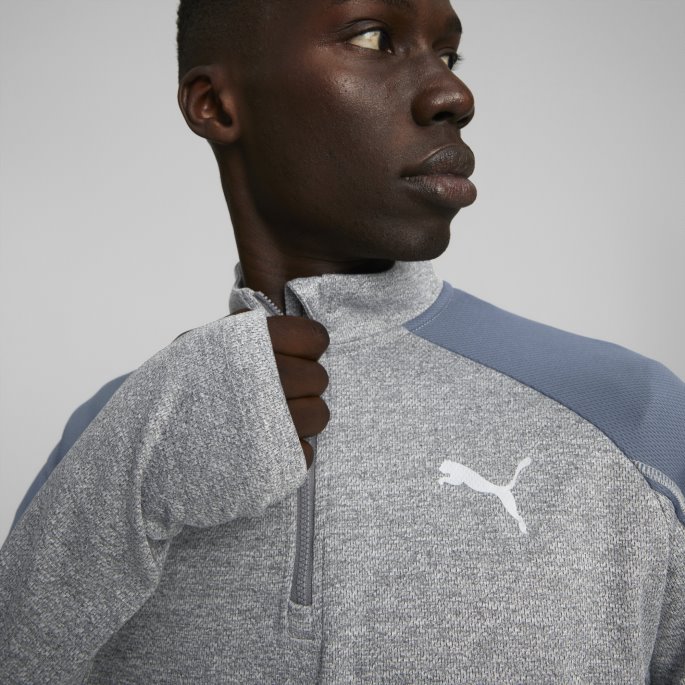 Puma På Tilbud Kjøre Kvart Glidelås Langermet Løpe-t-skjorte Herre Mellomgrå Lyng