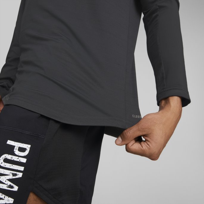Puma På Tilbud Skyspunnet Langermet Herre Løpeskjorte Svart Lyng