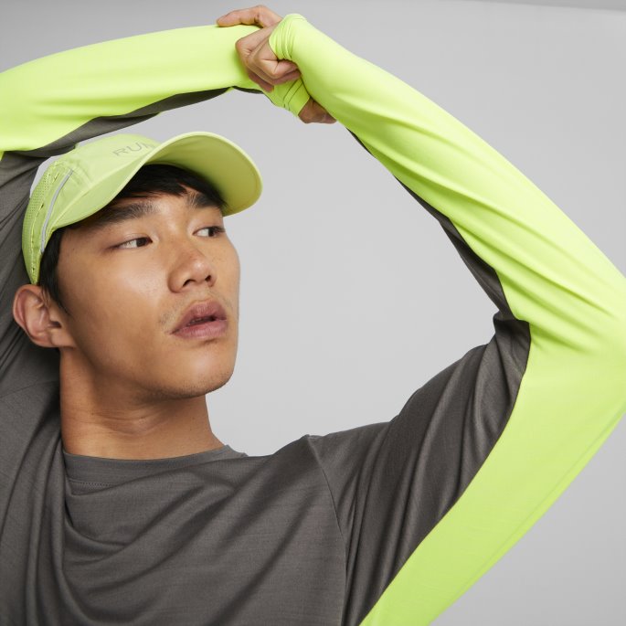 Puma På Tilbud Castlerock-lime Squeeze Skyspunnet Langermet Løpe-t-skjorte Menn