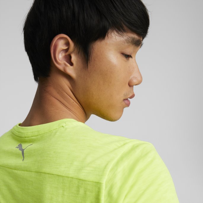 Puma På Salg Ytelse Logo Kortermet Løpe-t-skjorte Herre Lime Squeeze