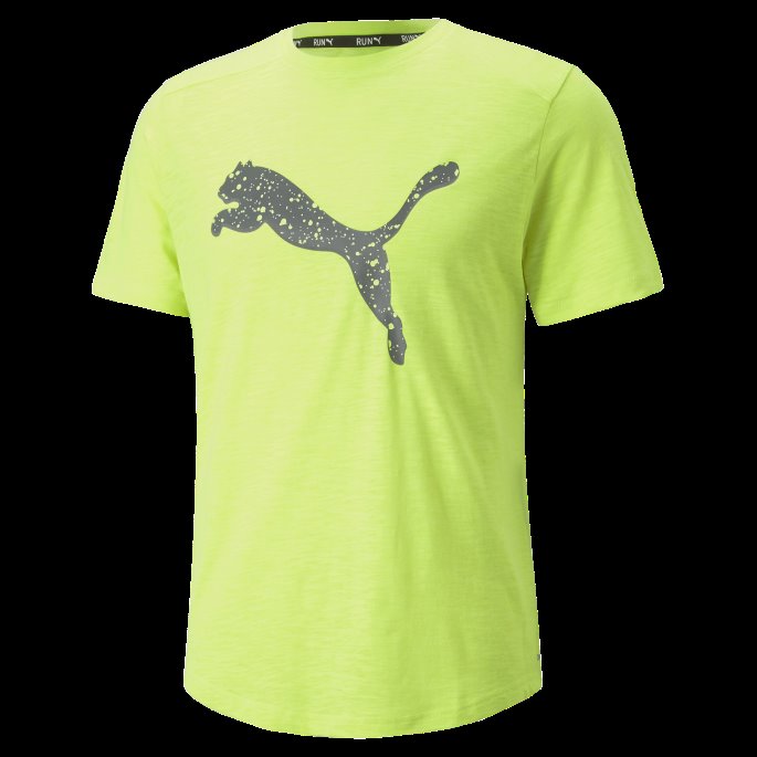Puma På Salg Ytelse Logo Kortermet Løpe-t-skjorte Herre Lime Squeeze
