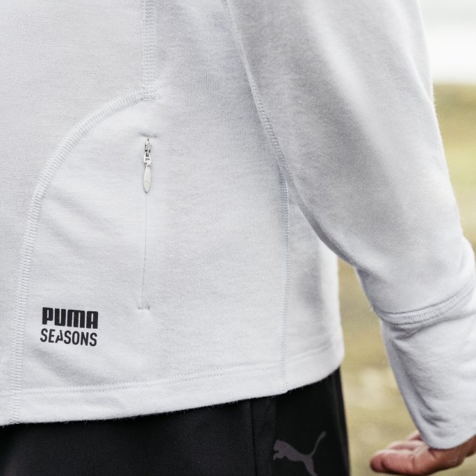 Platinagrå Puma På Tilbud Sesonger Ull Langermet Løpeskjorte For Menn