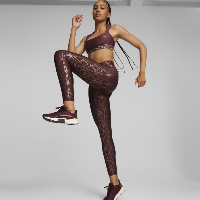 Puma På Tilbud Aubergine-deco Glam Metallic Deco Glam Kvinner Høy Midje 7-8 Treningstights