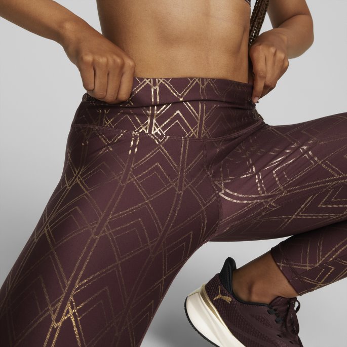 Puma På Tilbud Aubergine-deco Glam Metallic Deco Glam Kvinner Høy Midje 7-8 Treningstights