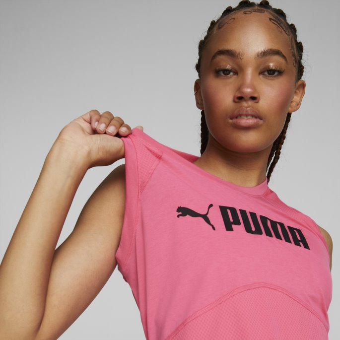 Puma På Tilbud Passform Logo Treningsgenser For Kvinner Pl Solnedgang Rosa
