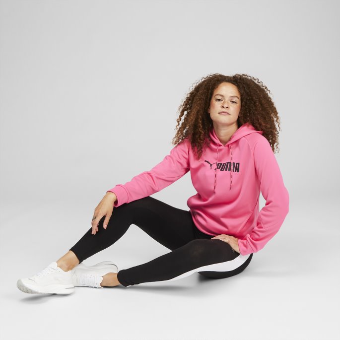 Puma På Tilbud Fit Tech Knit Dame Trening Hettegenser Solnedgang Rosa-svart