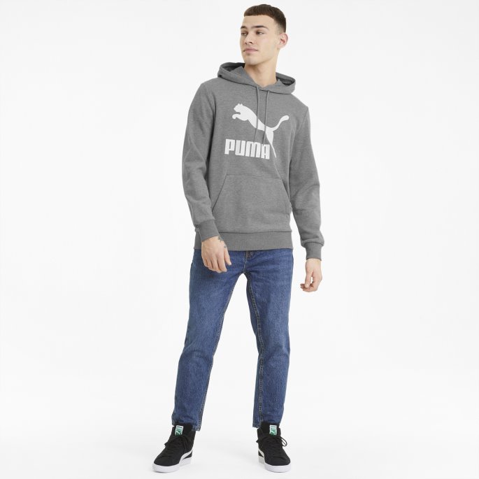 Mellomgrå Lyng Puma På Tilbud Classics Logo Hettegenser For Menn
