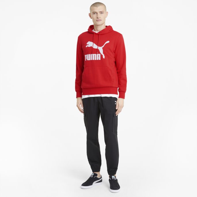 Puma På Tilbud Classics Logo Hettegenser For Menn Høyrisiko Rød
