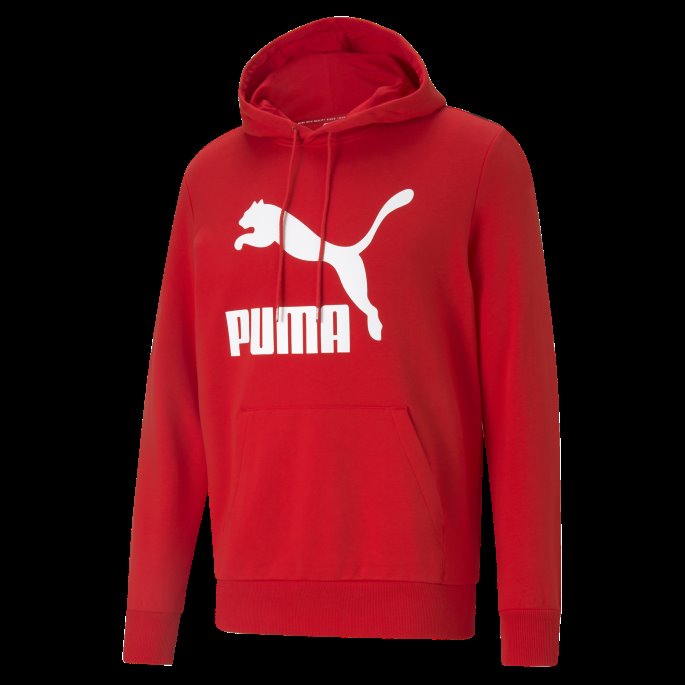 Puma På Tilbud Classics Logo Hettegenser For Menn Høyrisiko Rød