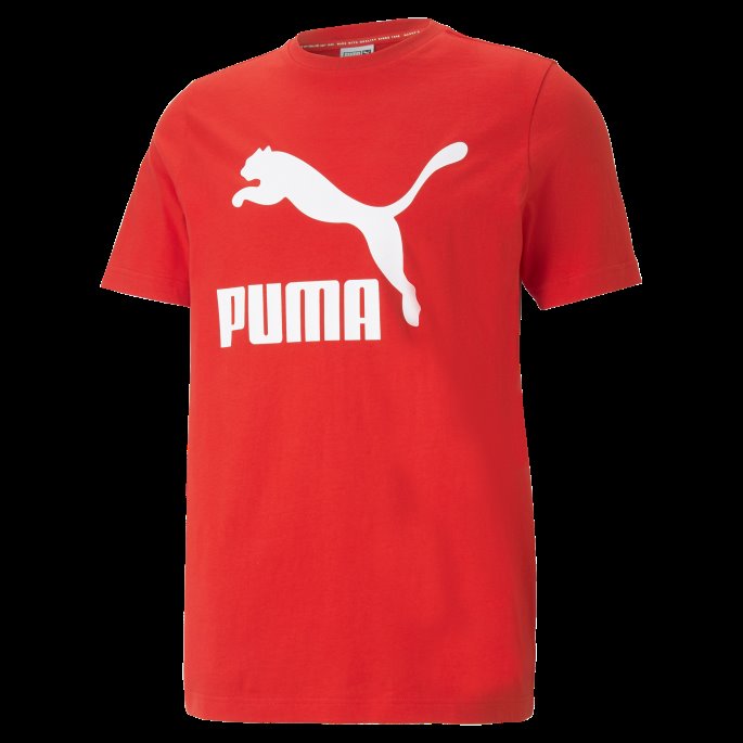 Høyrisiko Rød Puma På Tilbud Klassiske Herrelogo-t-skjorte