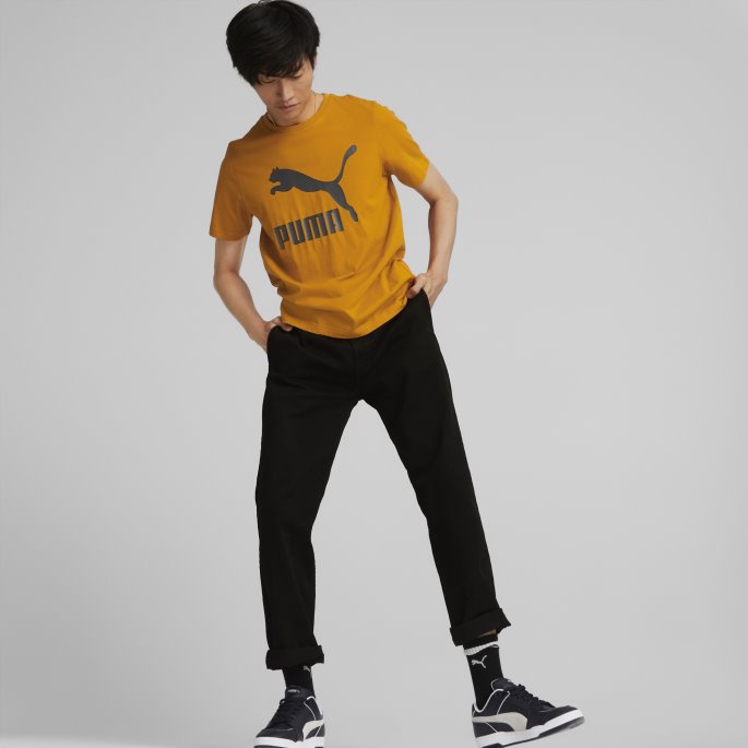 Puma På Tilbud Oransje Murstein Klassiske Herre-logo-t-skjorte