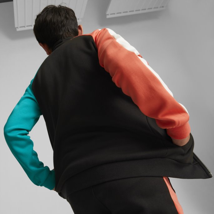 Puma På Tilbud Svart-dyp Aqua Ikonisk T7 Treningsjakke For Ungdom