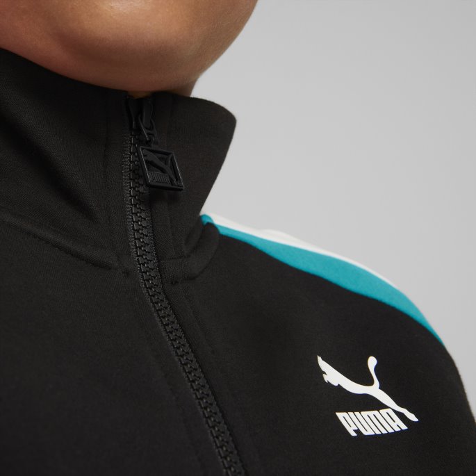 Puma På Tilbud Svart-dyp Aqua Ikonisk T7 Treningsjakke For Ungdom