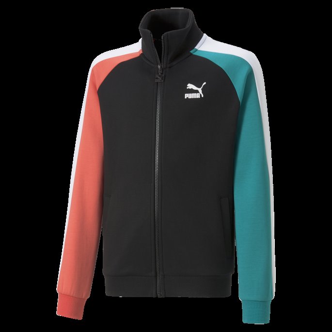 Puma På Tilbud Svart-dyp Aqua Ikonisk T7 Treningsjakke For Ungdom