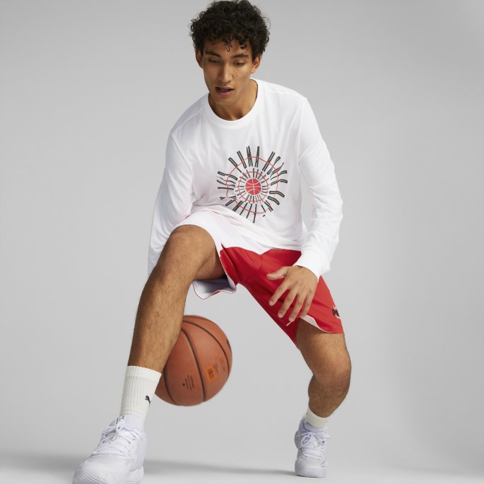 Flare Basketballshorts For Menn Høyrisiko Rød Puma På Salg