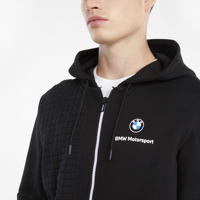Bmw M Motorsport Hettegenser For Menn Med Full Glidelås Puma På Tilbud Svart