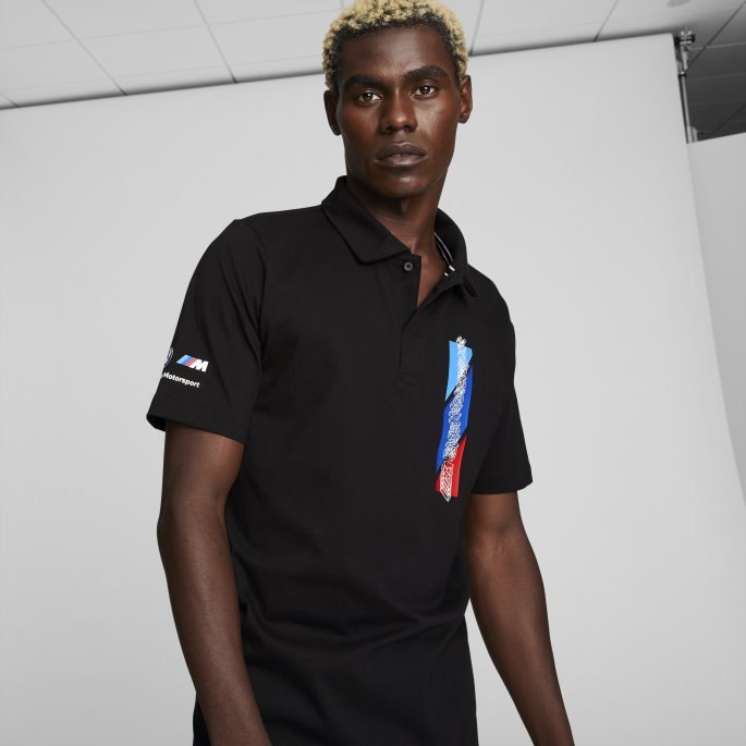 Puma På Tilbud Svart Bmw M Motorsport Grafisk Herrepoloskjorte