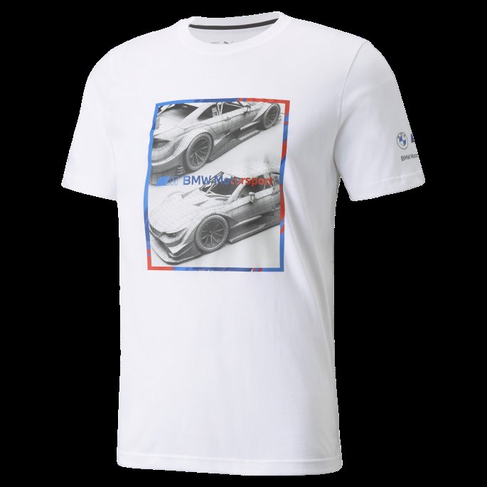 Hvit Puma På Salg Bmw M Motorsport Logo Grafisk Herre T-skjorte