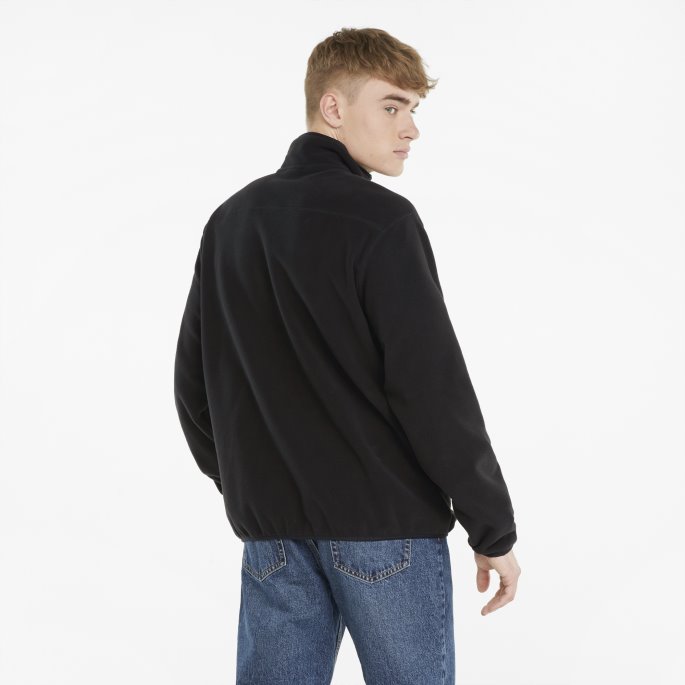 Sort Klassiker Polar Fleece Halv Glidelås Herrejakke Puma På Salg