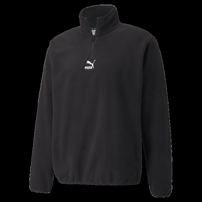 Sort Klassiker Polar Fleece Halv Glidelås Herrejakke Puma På Salg