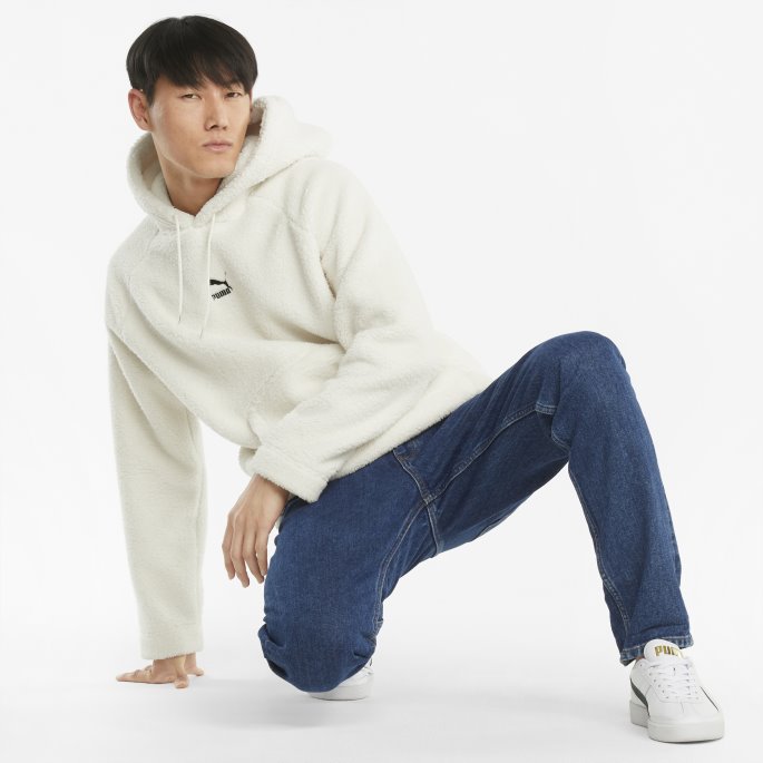 Puma På Tilbud Ivory Glow Classics Sherpa Hettegenser For Menn