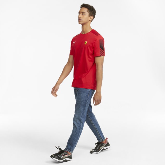 Scuderia Ferrari Race T7 Herre Tee Puma På Tilbud Rosso Corsa