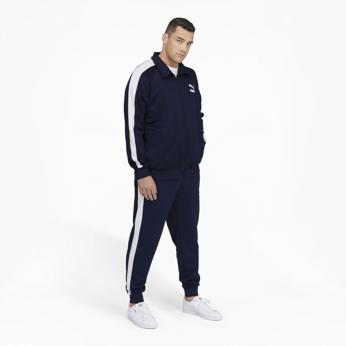 Ikonisk T7 Treningsjakke For Menn Bt Peacoat-hvit Puma På Salg