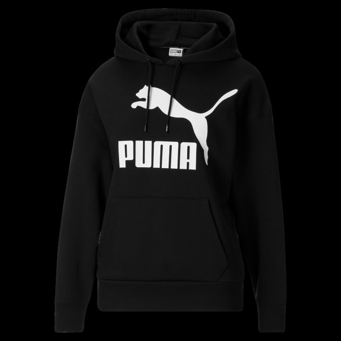 Puma På Tilbud Svart Classics Logo Hettegenser For Kvinner