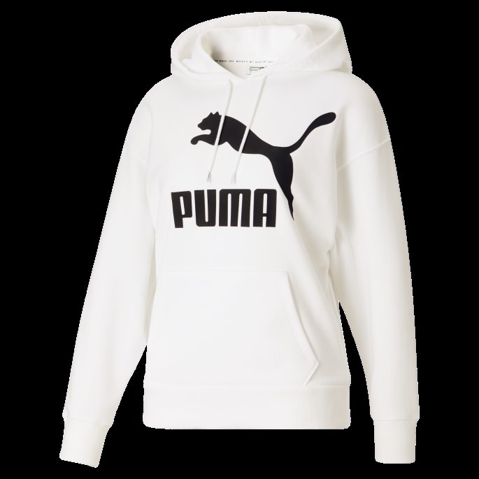 Classics Logo Hettegenser For Kvinner Hvit-svart Puma På Salg