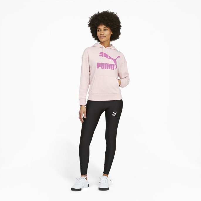 Puma På Tilbud Classics Logo Hettegenser For Kvinner Kritt Rosa