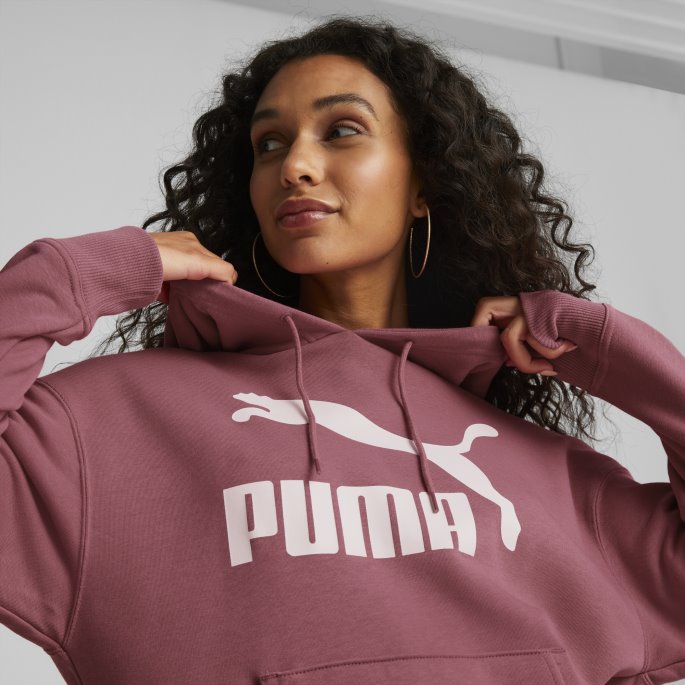 Puma På Tilbud Klassikere Damelogo Hettegenser Støvete Orkidé