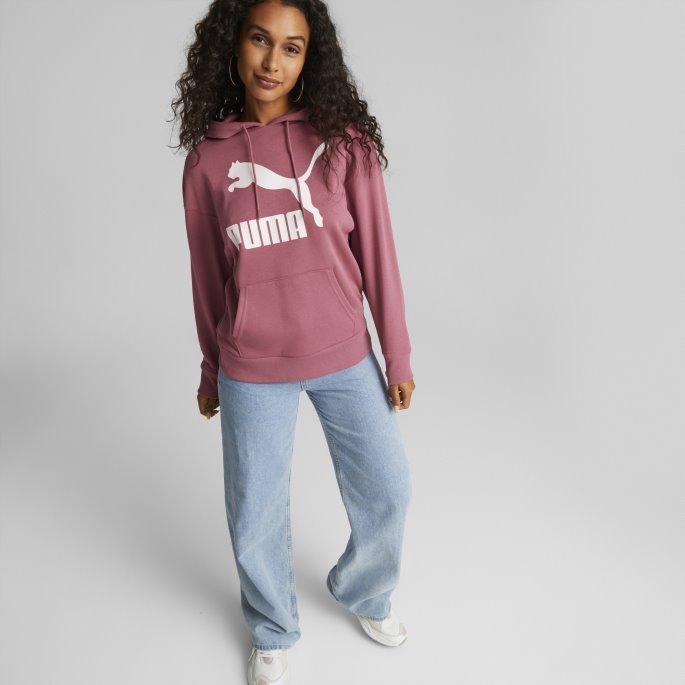 Puma På Tilbud Klassikere Damelogo Hettegenser Støvete Orkidé