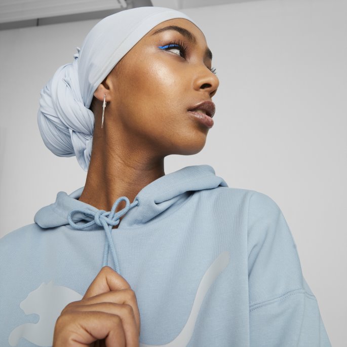 Puma På Tilbud Blue Wash Classics Hettegenser Med Logo For Damer