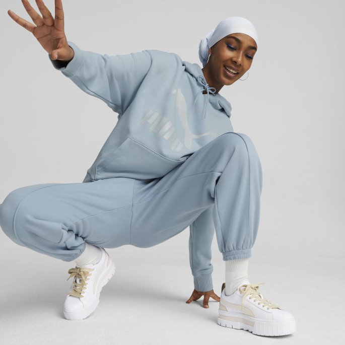 Puma På Tilbud Blue Wash Classics Hettegenser Med Logo For Damer