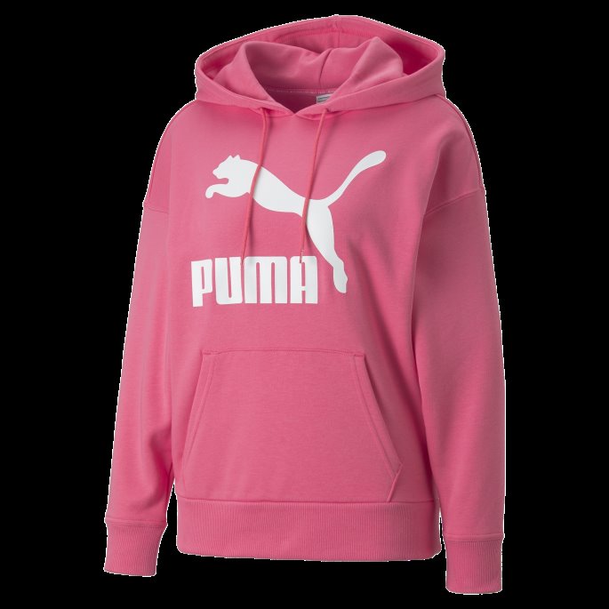 Puma På Tilbud Classics Logo Hettegenser For Kvinner Solnedgang Rosa