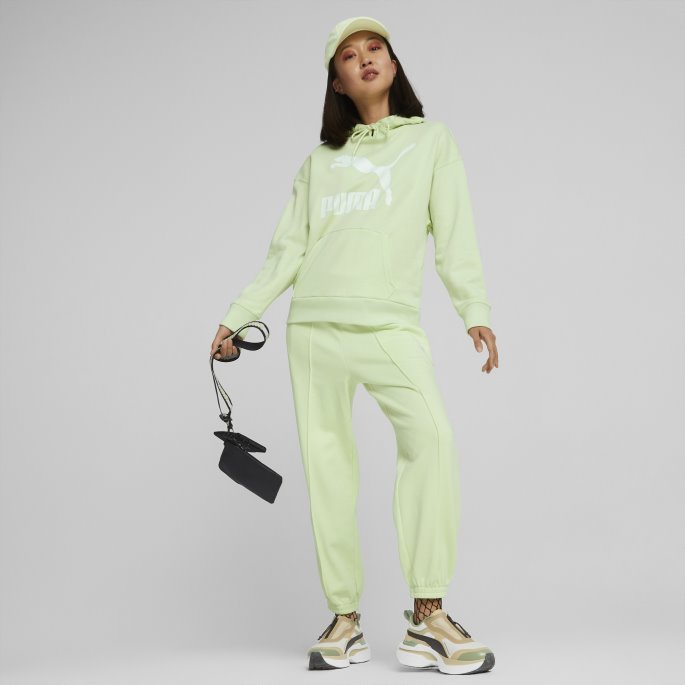 Puma På Tilbud Classics Logo Hettegenser For Kvinner Pl Pistasj