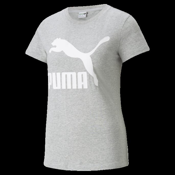 Classics Logo-t-skjorte For Kvinner Lys Grå Lyng-hvit Puma På Salg