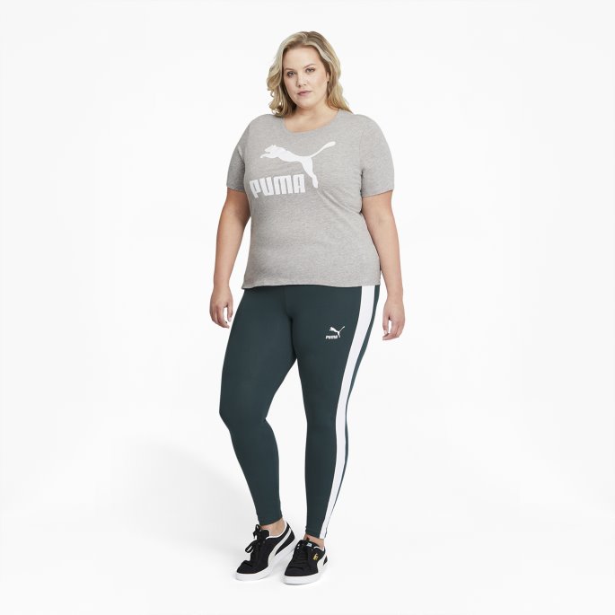 Lys Grå Lyng-hvit Klassiker Logo T-skjorte For Kvinner Pl Puma På Salg