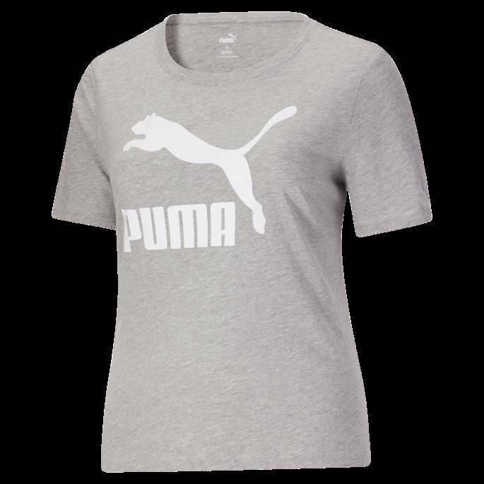 Lys Grå Lyng-hvit Klassiker Logo T-skjorte For Kvinner Pl Puma På Salg