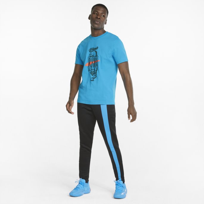 Bleu Azur Puma På Salg Kvalifisering Kortermet Basketball T-skjorte For Menn