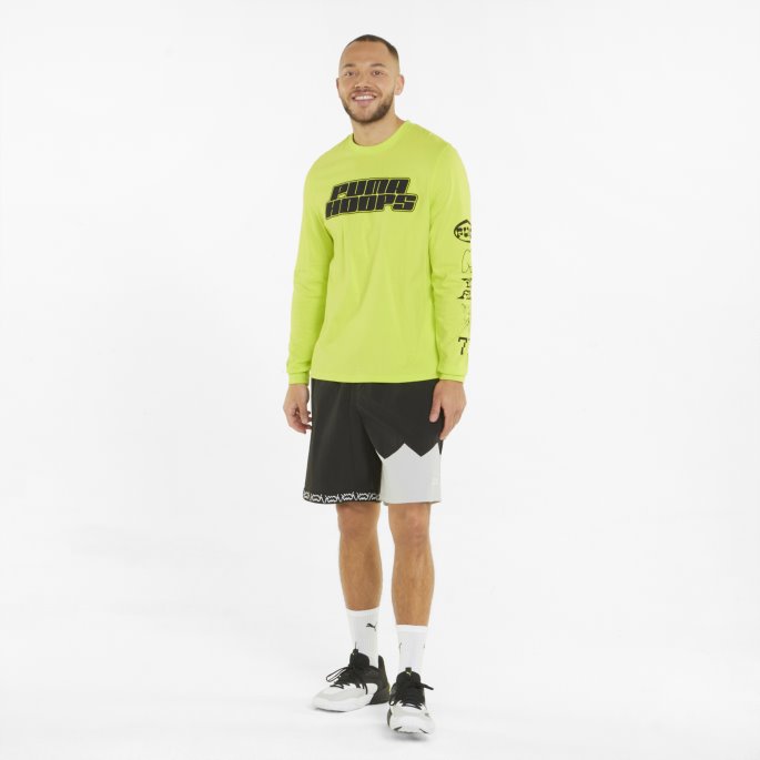Puma På Tilbud Kvalifisering Langermet Basketball T-skjorte For Menn Nrgy Gul
