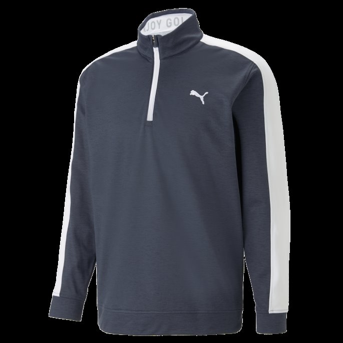 Skyspunnet T7 Golfgenser Med Kvart Glidelås For Menn Puma På Tilbud Marine Blazer-lys Hvit