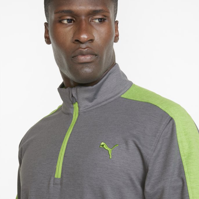 Puma På Tilbud Skyspunnet T7 Kvart Glidelås Golfgenser For Menn Stille Nyanse-grønnfarge