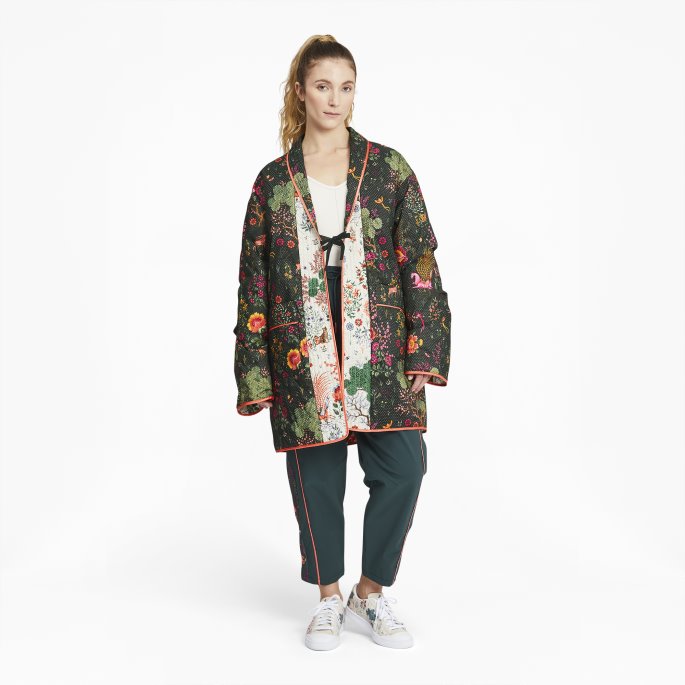 Puma På Tilbud X Liberty Trykt Dame Kimono Grønne Gavler-aop