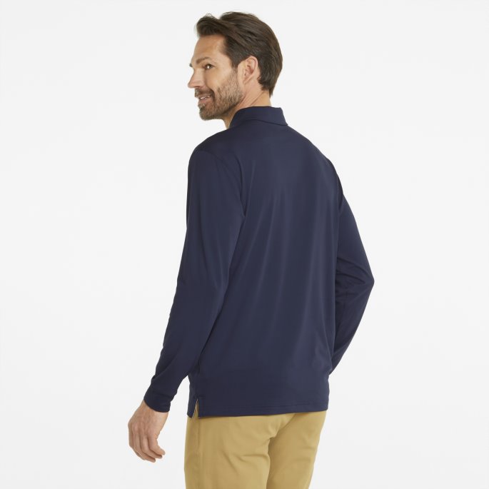 Marineblå Blazer-kveldssky Puma På Tilbud Skyspunnet Langermet Golfpoloskjorte Herre