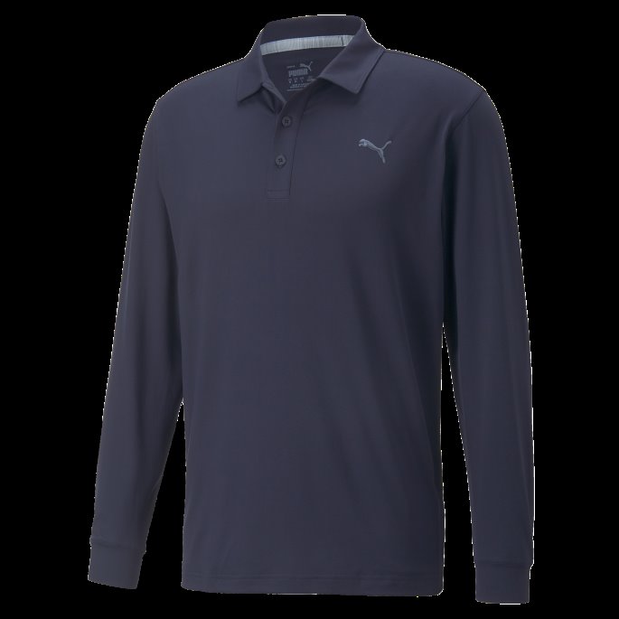 Marineblå Blazer-kveldssky Puma På Tilbud Skyspunnet Langermet Golfpoloskjorte Herre