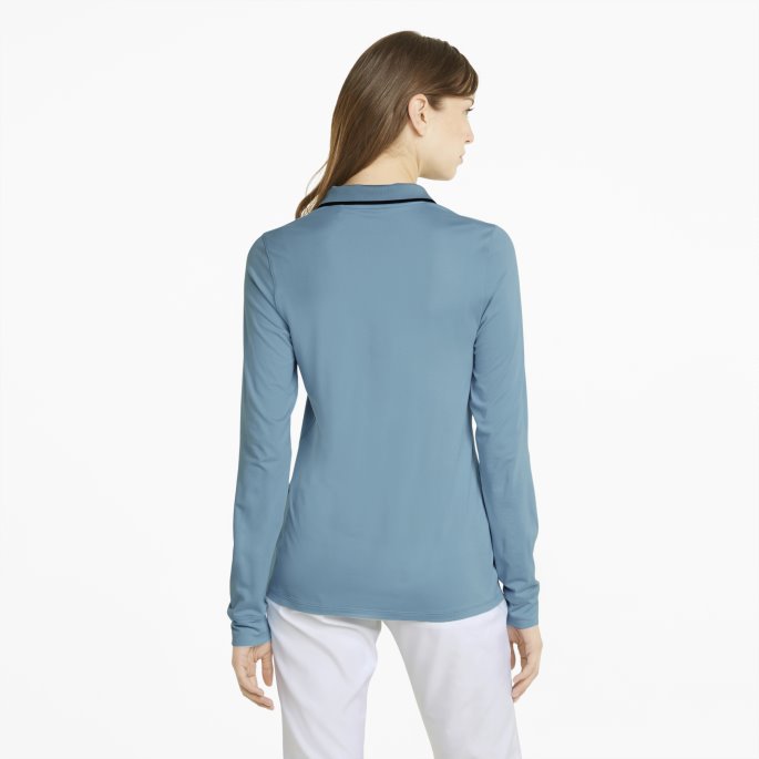W Skyspunnet Langermet Polo Puma På Tilbud Dusty Aqua